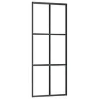 vidaXL Schuifdeur 76x205 cm ESG-glas en aluminium zwart