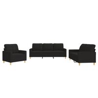 vidaXL 3-dijelni set sofa s jastucima crni od tkanine