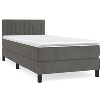 vidaXL Boxspringbett mit Matratze Dunkelgrau 80x200 cm Samt