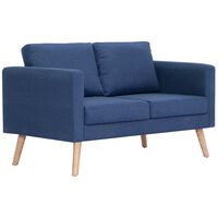 vidaXL 2-osobowa sofa tapicerowana tkaniną, niebieska