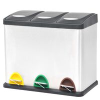 vidaXL Cubo de reciclaje y basura con pedal acero inoxidable 24 L