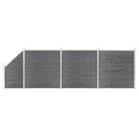 vidaXL WPC Zaun-Set 3 Quadrate + 1 Schräge 619x186 cm Grau