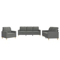 vidaXL 3-dijelni set sofa s jastucima tamnosivi od tkanine