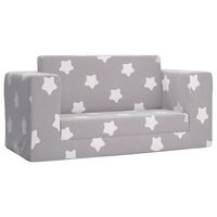 vidaXL Sofá cama infantil 2 plazas felpa suave gris claro estrellas