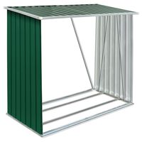 vidaXL Casetilla para leña acero galvanizado verde 163x83x154 cm