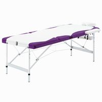 vidaXL 3-Zone Foldable Massage Table Aluminium White and Purple