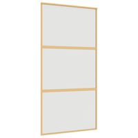 vidaXL Schuifdeur 102,5x205 cm mat ESG-glas en aluminium goudkleurig