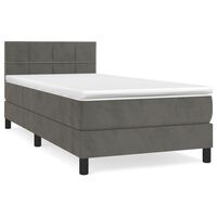 vidaXL Cama box spring con colchón terciopelo gris oscuro 80x200 cm