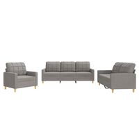 vidaXL 3-dijelni set sofa s jastucima smeđesivi od tkanine