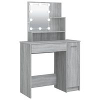 vidaXL Dressing Table with LED Grey Sonoma 86.5x35x136 cm