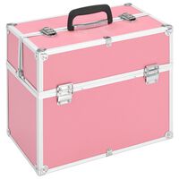 vidaXL Make-up Case 38x23x34 cm Pink Aluminium