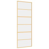 vidaXL Sliding Door Gold 76x205 cm Clear ESG Glass and Aluminium