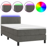 vidaXL Krevet box spring s madracem LED tamnosivi 80 x 200 cm baršun