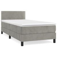 vidaXL Cama box spring con colchón terciopelo gris claro 80x200 cm