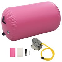 vidaXL Uppblåsbar gymnastikrulle med pump 100x60 cm PVC rosa