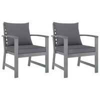 vidaXL Garden Chairs 2 pcs with Dark Grey Cushions Solid Acacia Wood