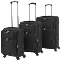 vidaXL 3 Piece Soft Case Trolley Set Black