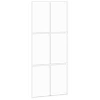 vidaXL Skjutdörr vit 90x205 cm härdat glas och aluminium