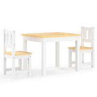 vidaXL 3 pcs conjunto mesa e cadeiras infantil MDF branco e bege