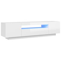 vidaXL TV Cabinet with LED Lights High Gloss White 160x35x40 cm