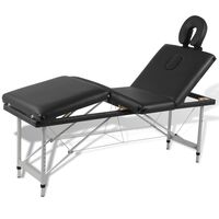 vidaXL Massageliege Klappbar 4-Zonen mit Aluminiumgestell Schwarz