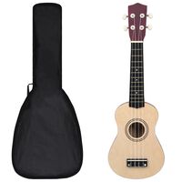 vidaXL Soprano Ukulele Set with Bag for Kids Light Wood 21"