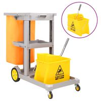 vidaXL Cleaning Trolley with Mop Bucket Polypropylene