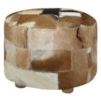 vidaXL Pouffe Genuine Leather Round 50x50x45 cm