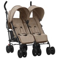 vidaXL Tweelingkinderwagen staal taupe