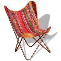 vidaXL Chaise papillon Multicolore Tissu chindi