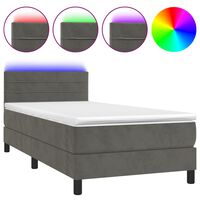 vidaXL Krevet box spring s madracem LED tamnosivi 80 x 200 cm baršun