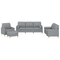 vidaXL 4 Piece Sofa Set with Pillows Light Grey Fabric