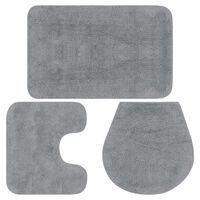 vidaXL Jeu de tapis de salle de bain 3 pcs Tissu Gris