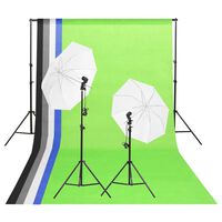 vidaXL Photo Studio Kit: 5 Coloured Backdrops & 2 Umbrellas