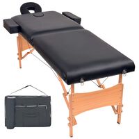 vidaXL 2-Zone Folding Massage Table 10 cm Thick Black