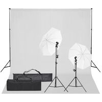 vidaXL Kit de estúdio fotográfico com conjunto de iluminação e fundo