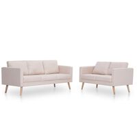 vidaXL 2 Piece Sofa Set Fabric Cream