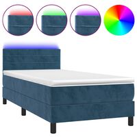 vidaXL Krevet box spring s madracem LED tamnoplavi 80 x 200 cm baršun