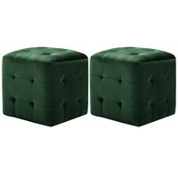 vidaXL Pouf 2 Stk. Grün 30x30x30 cm Samtstoff