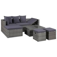 vidaXL 4 pcs conjunto lounge de jardim c/ almofadões vime PE cinzento