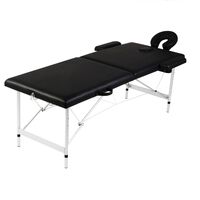 vidaXL Black Foldable Massage Table 2 Zones with Aluminium Frame