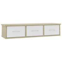 vidaXL Prateleira gavetas parede 88x26x18,5 cm contraplacado branco