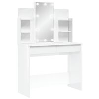 vidaXL Dressing Table with LED Lights High Gloss White 96x40x142 cm