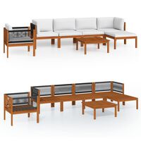 vidaXL 7-tlg. Garten-Lounge-Set mit Kissen Cremeweiß Massivholz Akazie