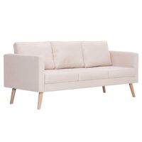 vidaXL Sofa 3-osobowa, materiałowa, kremowa