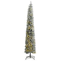 vidaXL Árbol de Navidad estrecho con 300 LED y bolas y nieve 270 cm