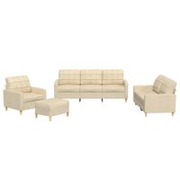 vidaXL 4 Piece Sofa Set with Cushions Cream Fabric