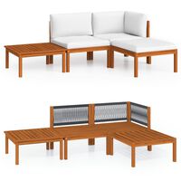 vidaXL Muebles de jardín 4 pzas cojines crema madera maciza de acacia