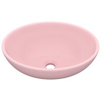 vidaXL Lavatório luxuoso formato oval 40x33 cm cerâmica rosa mate