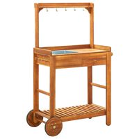 vidaXL Carrito de cocina exterior madera maciza acacia 92x43,5x141,5cm